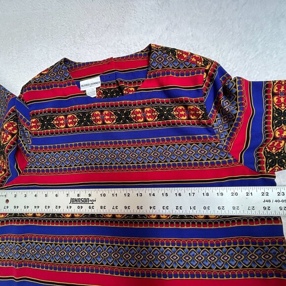 Vintage Alfred Dunner Womens Geometric Stripe Long Sleeve Blouse Retro Size 16 - Picture 7 of 8